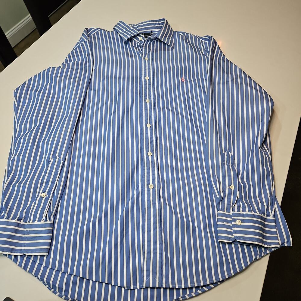 Ralph Lauren Shirt Mens Curham Custom Fit Long Sleeve Button Down Pink Pony Logo